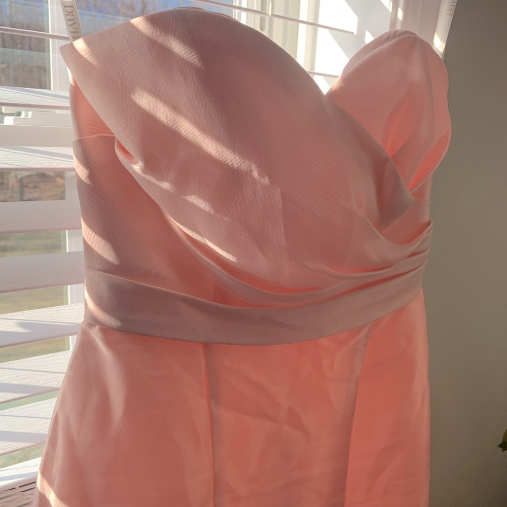 David’s Bridal Strapless Pleated Sweetheart Bridesmaid Gown Petal Pink 0 - Picture 6 of 7